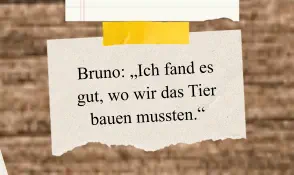 Bruno: „Ich fand es gut, wo wir das Tier bauen mussten.“